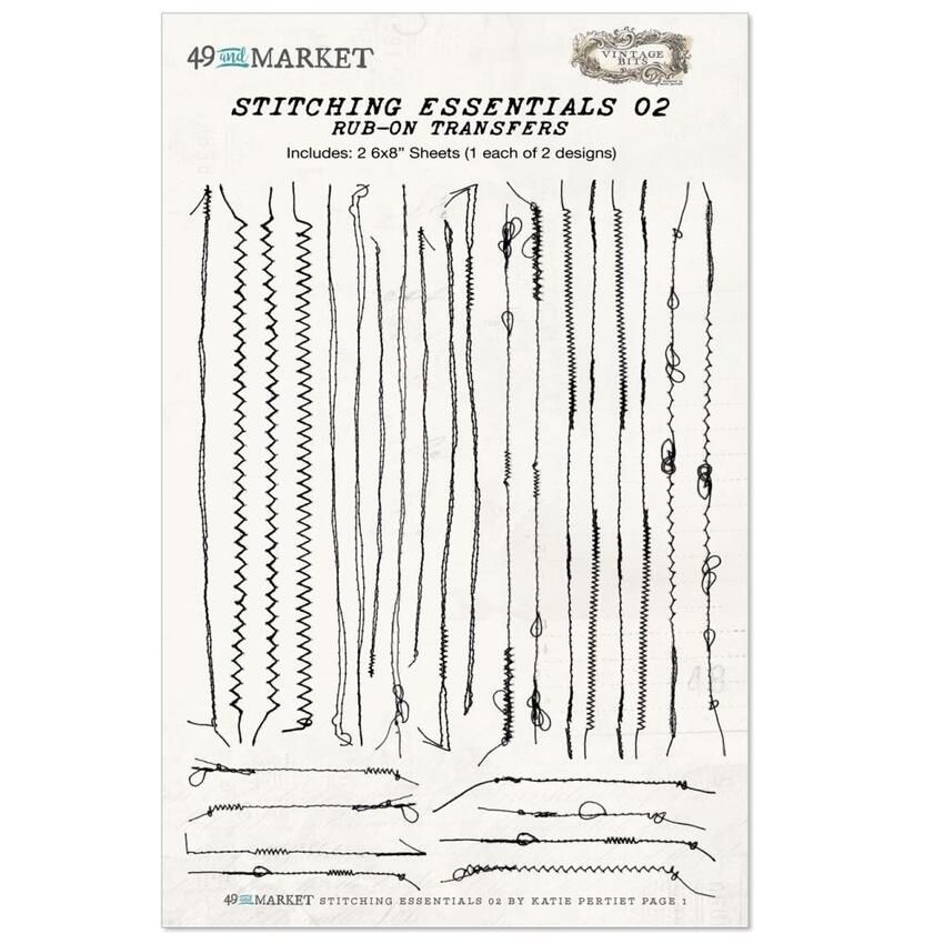 2 feuilles de décalcomanies 49 And Market STITCHING N°02 par 49 and Market. Scrapbooking et loisirs créatifs. Livraison rapid...